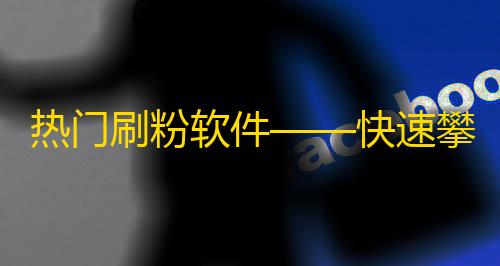 热门刷粉软件——快速攀升你的社交影响力！