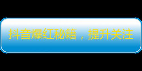 抖音爆红秘籍，提升关注快人一步！