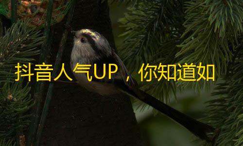 抖音人气UP，你知道如何快速增加关注？