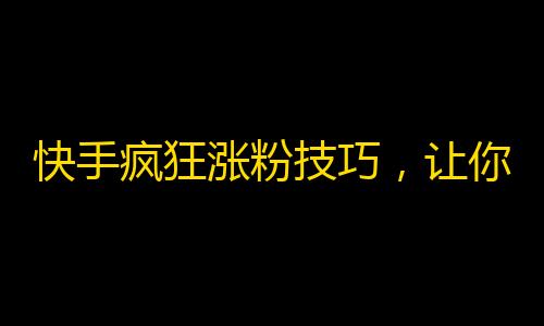 快手疯狂涨粉技巧，让你成为人气王！