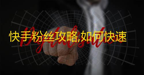 快手粉丝攻略,如何快速获得高质量粉丝？