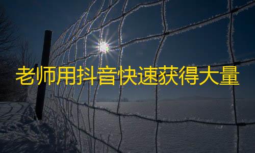 老师用抖音快速获得大量粉丝经验分享